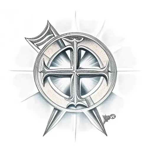 Christian Cross Combine With Neptune's Trident