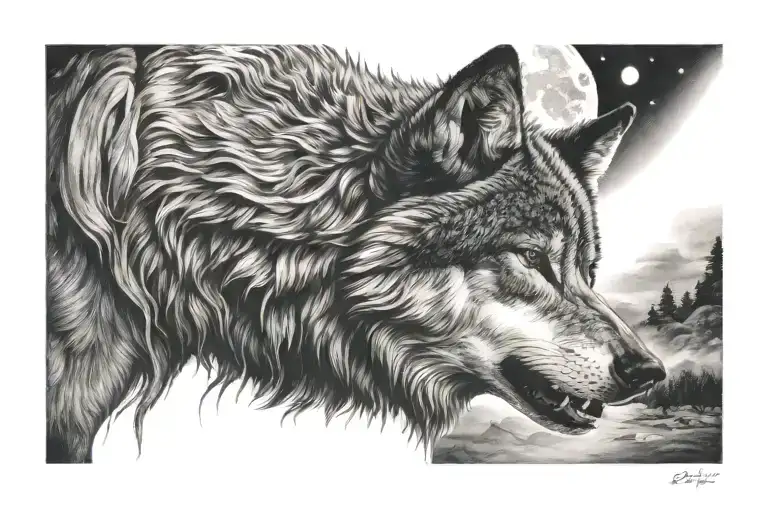 Wolf Howling Under The Moon