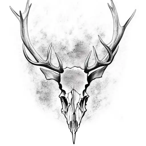 Elk Skull With Trees In Background