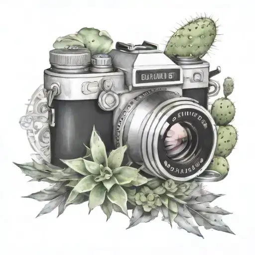 A Realistic Camera Surrounded By Alot Of Swirling Smoke And Cactus Plants