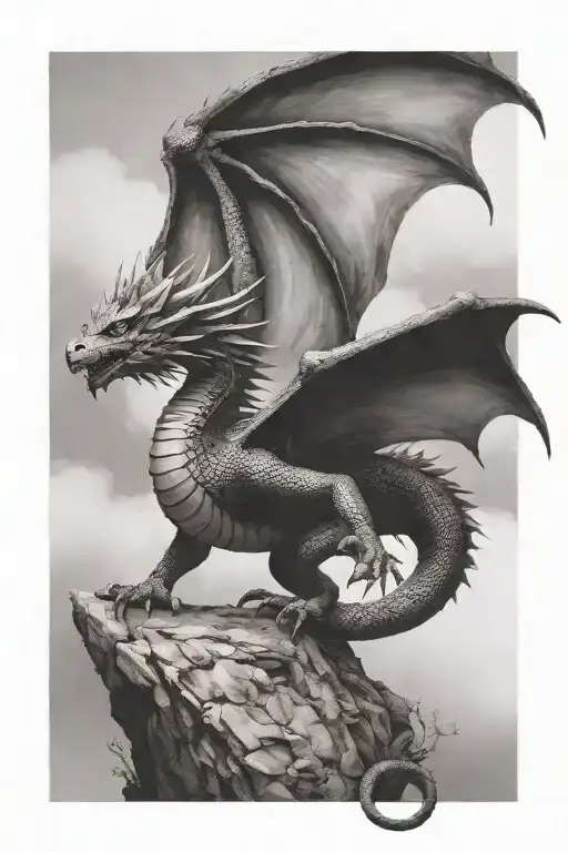Dragon With Wings In Flight