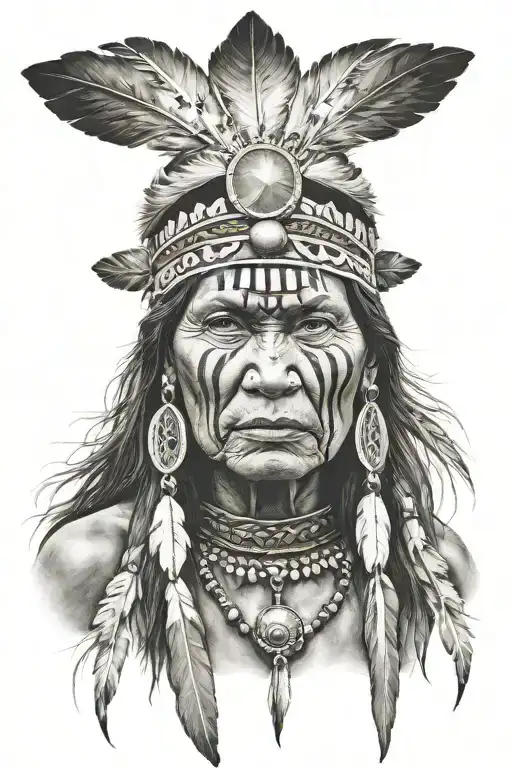 Evil Native American Woman Face