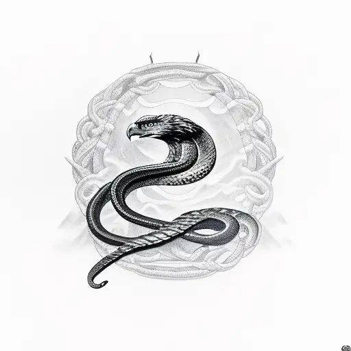 Eagle Capturing A Snake