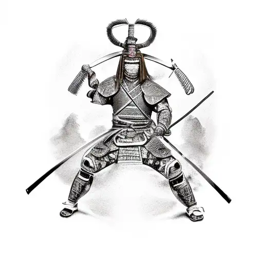 A Samurai Warrior Engaged In A Fierce Battle With A Dragon