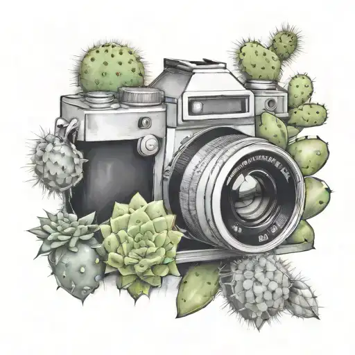 Looking Through A Camera Lens At A Cactus Surrounded By Smoke Rising