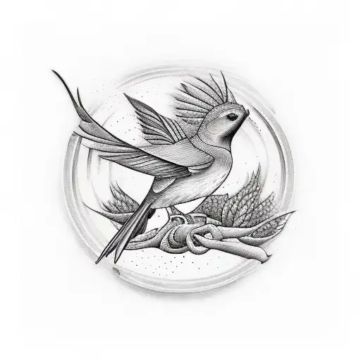 Dates Island With Lady Sit And Song Bird