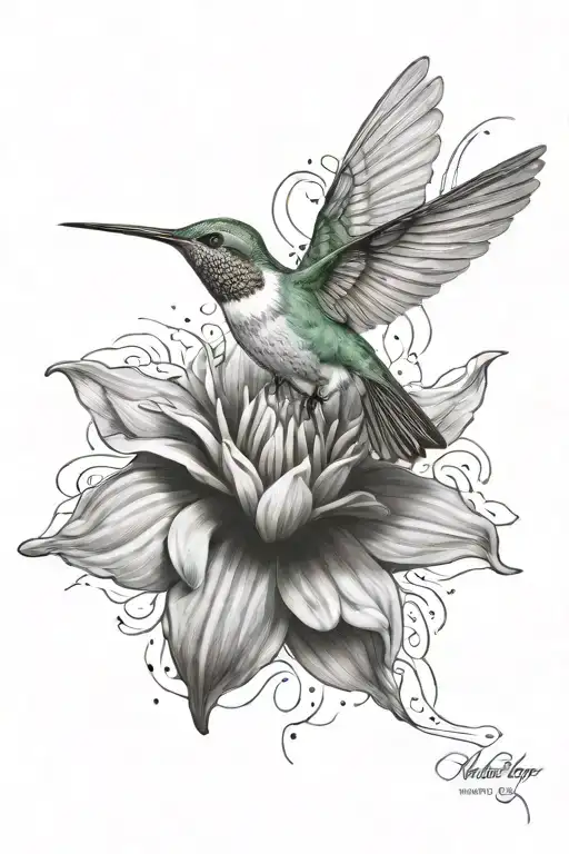 Hummingbird Flying From Dahlia Flower