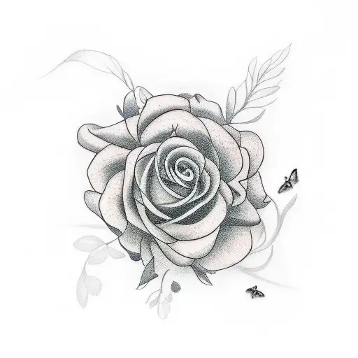 Flower With Buterfly And Word Mom