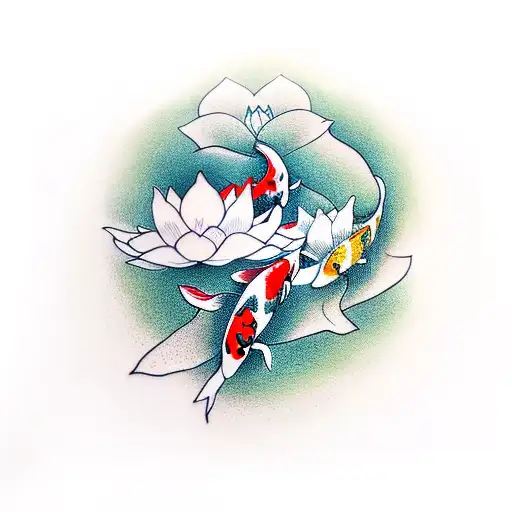 Koi Fish With Lotus