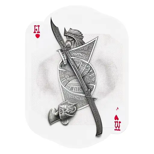 Greek With Sword And Deck Of Cards
