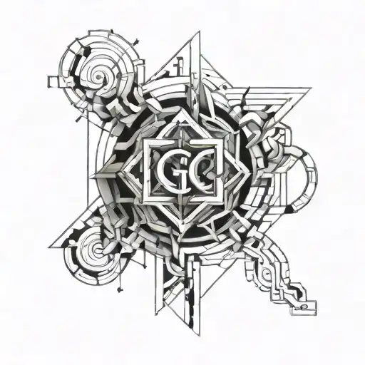 An Abstract Geometric Design Using The Initials Gjc As A Focal Point