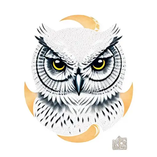 Owl Leaning Against Crescent Moon