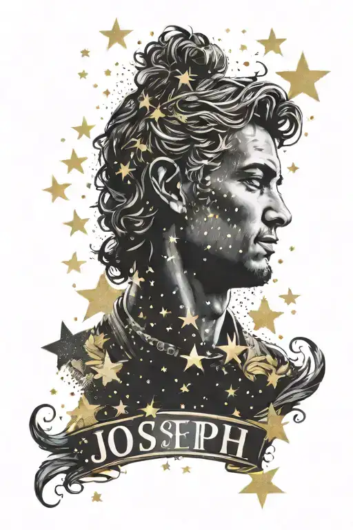 The Name Joseph Surrounded By Stars Representing Love