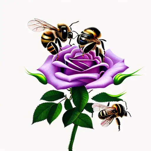 2 Bees And Rose