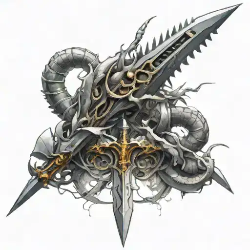 A Futuristic Sword Design Incorporating Elements Of A Centipede