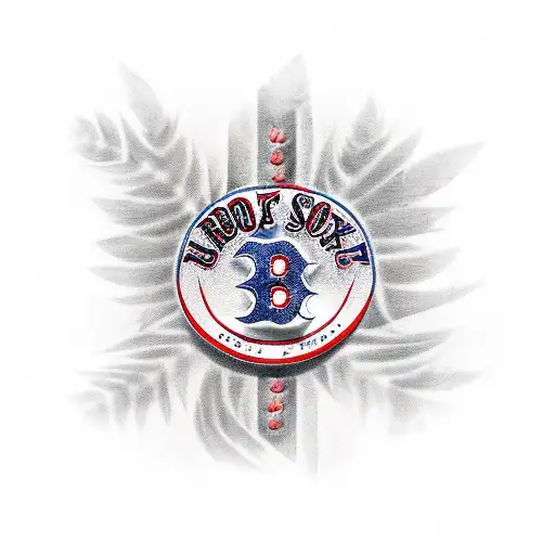 A Boston Red Sox Logo With Palm Trees In The Background