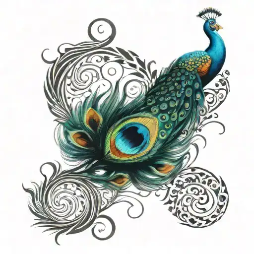 An Infinity Symbol Made Of Peacock Feathers And Arabic Calligraphy