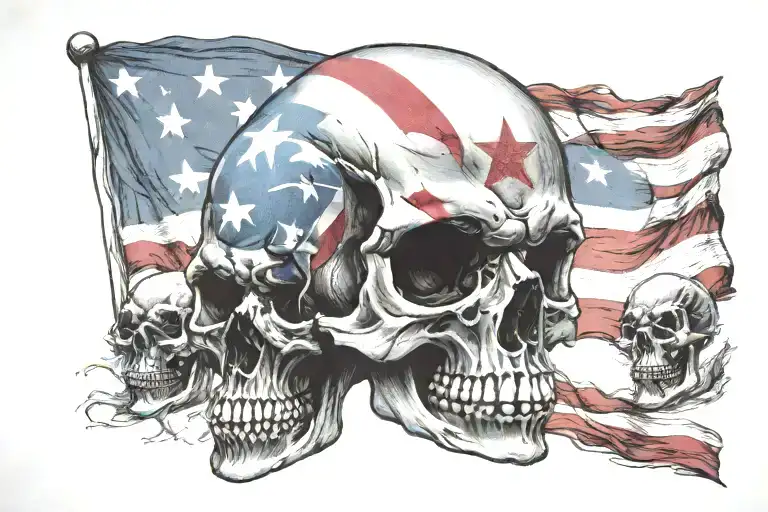 Aggressive Bill And Puerto Rican Flag Morphing Skull