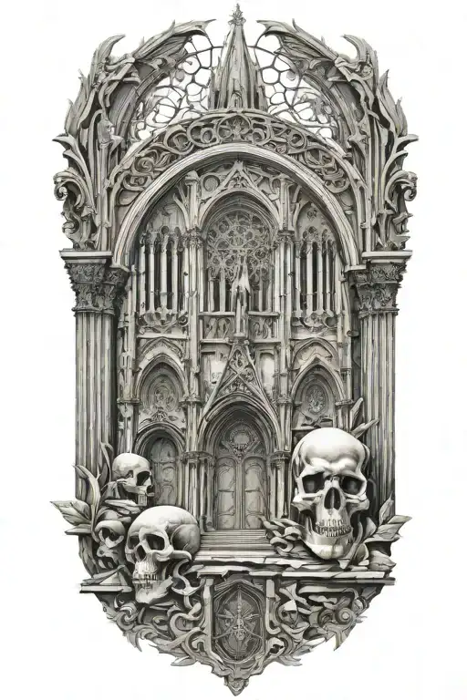 Architectural Cathedral Motifs And Skulls