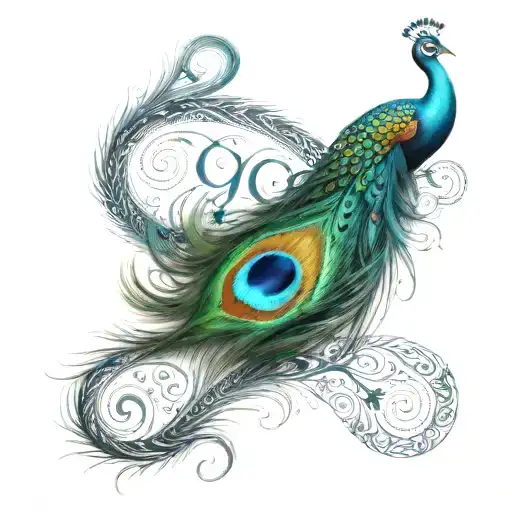 An Infinity Symbol Made Of Peacock Feathers And Arabic Calligraphy