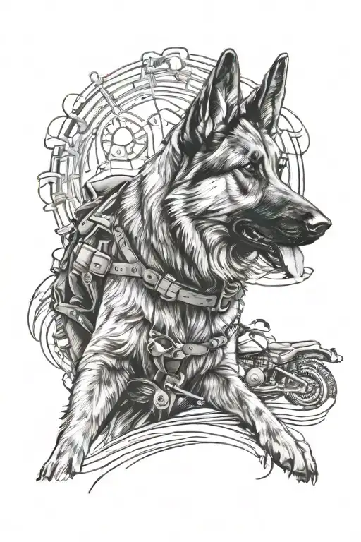 Long Coat German Shepherd With Motocross Background