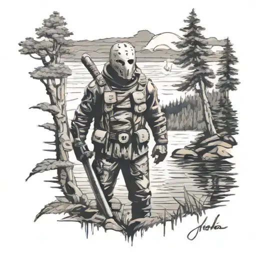 Jason Voorhees Looking Over Crystal Lake Scene