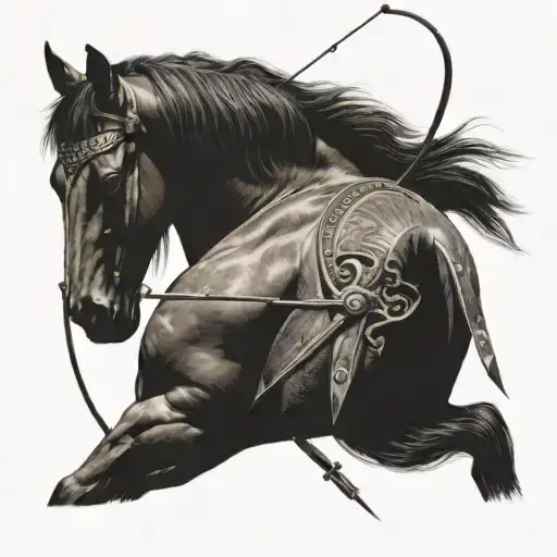 A Horse With A Bow And Arrow Weapon Sleeping