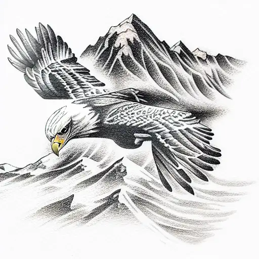 Eagle Flying In The Mountains