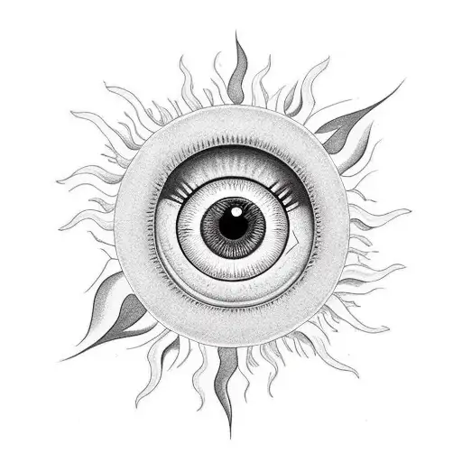 Sun With Eye And Lightning Shooting Out