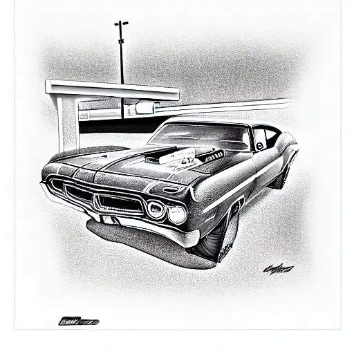 Muscle Car At Gas Station Route 66