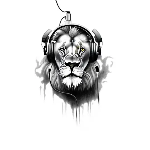 A Lion With Headphones