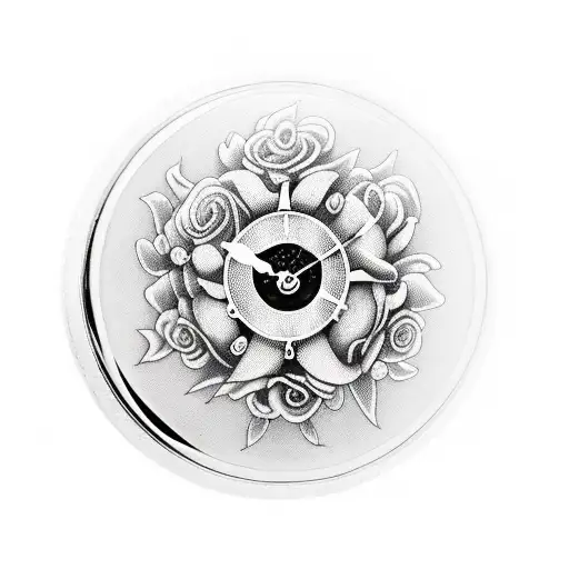 Pocket Watch With Rose And Thistle