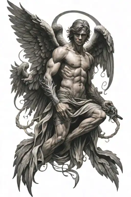 Dark Seraphin Male Angel With Six Wings
