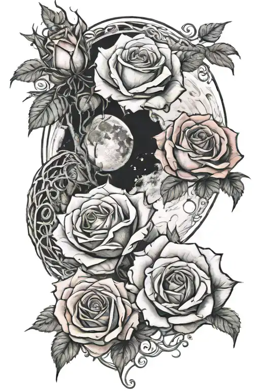 The Moon Intertwined With Roses