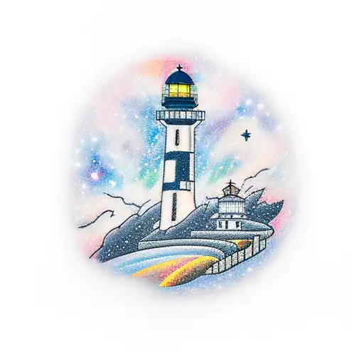 Galaxy With A Lighthouse In The Foreground