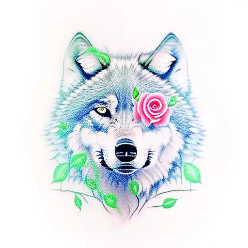 Wolf With Roses