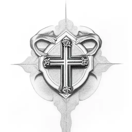 Christian Cross With Lions