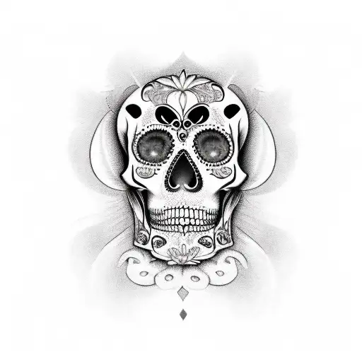 Realism Spinone Italiano Morphing To A Sugar Skull