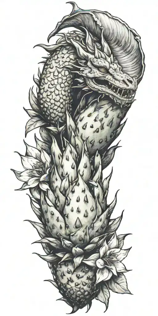 Dragonfruit Without Leaves And A Dragon Head And Plumeria