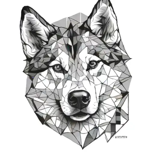 Husky Face With Geometric