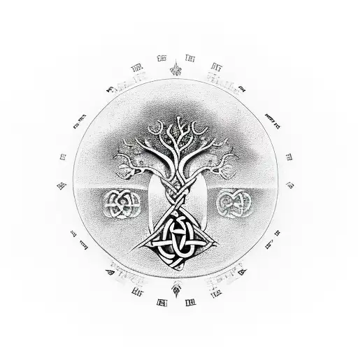 Tree Of Life With Viking Runes Around It