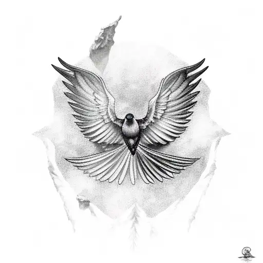 Raven Spreading Wings