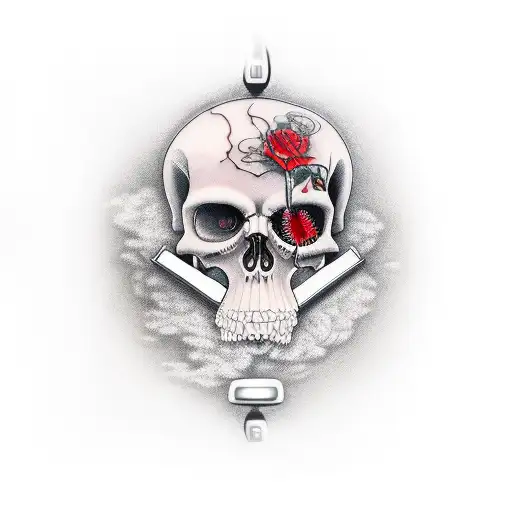 Grim Reaper With Grave And Time Clock