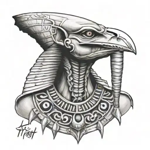 Egyptian God Thoth Throat Tattoo Design
