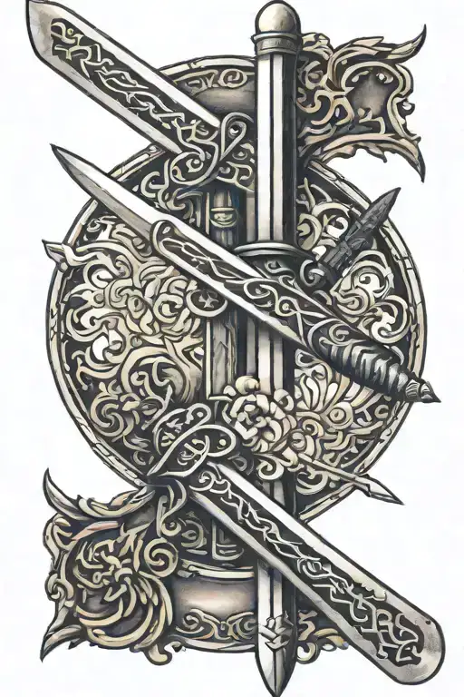 Two Katana Swords With Touching Ends