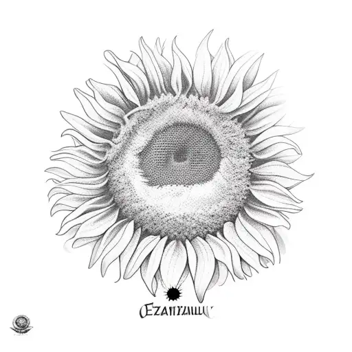 A Realistic Sunflower With The Name Elizabeth Subtly Integrated Into The Stem