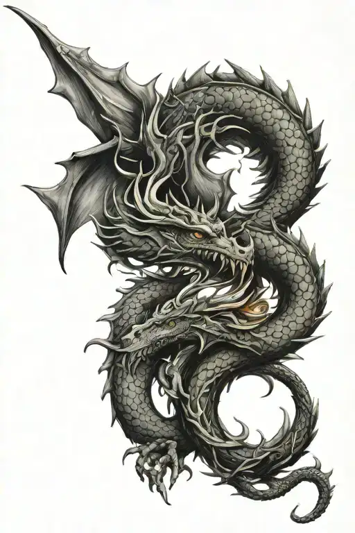 Dragon Tattoo With Letter B And J