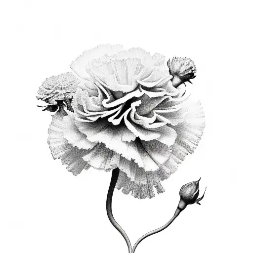 Some Carnations Of Different Sizes In Random Places Painted On Black Background