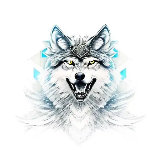 Valkyrie Warrior With A Wolf Coming Out Of Battle