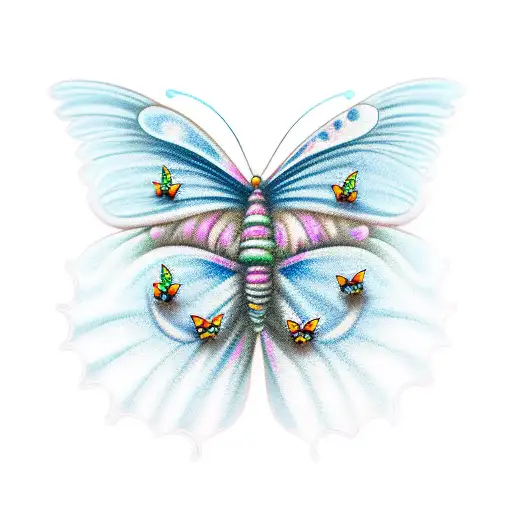 A Swarm Of Butterflies Flying Out Of A Blooming Tree